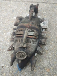 Antigua Máscara Senufo Kpelie Costa de Marfil Ceremonial - Imagen 1 de 6