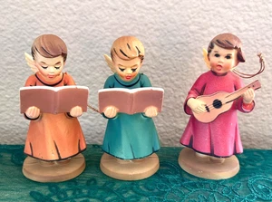 Vintage Angel Choir Plastic Figurines/Ornaments Made In Macau Three In Set - Picture 1 of 8