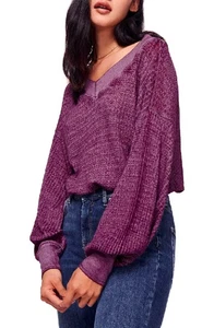 We the Free People South Side transparentes leichtes Thermo Top in Violett Gr. M - Bild 1 von 8