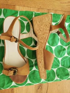 Boden wedge sandals size 5 38 Tan leather upper with cork wedge - Picture 1 of 3