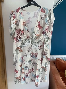 Asos Design satin button through mini dress in wild western print size small - Picture 1 of 9