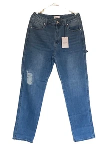Jeans da falegname Ceros vita alta donna 31 blu invecchiato abbigliamento da lavoro utility - Foto 1 di 12