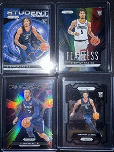 2024 Prizm Draft Stephon Castle SP RC Lotto/4 Deep Space Silver Fearless Spurs ROY - Foto 1 di 2