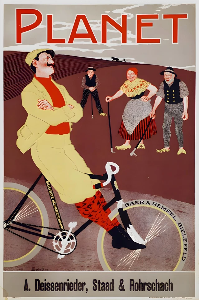 16506.Wall Decor Poster.Interior Art.Planet German Cycling Ad Nouveau Man - Image 1 of 1