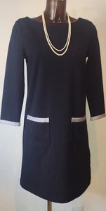 Hobbs Deep navy/ white trim tunic dress with pockets size 10 - Picture 1 of 3