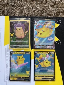 Pokemon Celebrations 25th Surfing Flying Base Pikachu VMax V (4) Card Lot psa - Picture 1 of 2