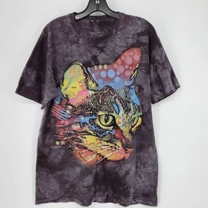 Camiseta The Mountain Cat Face para mujer grande negra con estampado gráfico tie-dye - Imagen 1 de 11