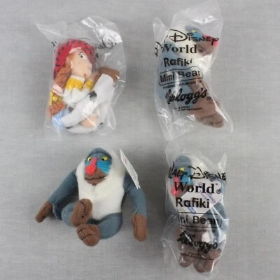 Kelloggs Disney WDW Mini Bean Plush lot of 4  Jessie and Rafiki x3 from 2001 - Image 1 of 4