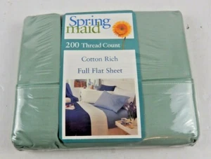 Spring Maid Vintage Full Flat  Sheet 200 Thread Count Green Springmaid - Picture 1 of 2