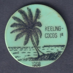 Cocos Keeling Islands. 1968 10 Cents - Green Plastic.. VF - Imagen 1 de 2