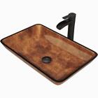 VIGO Rectangular Vessel Bathroom Sink 14.5" x 22.5" x 4.5" Mounting Hardware