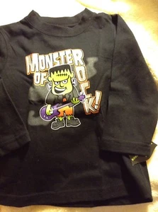 New Toddler Halloween LS Black Shirt Frankenstein Size 12 Months - Picture 1 of 2