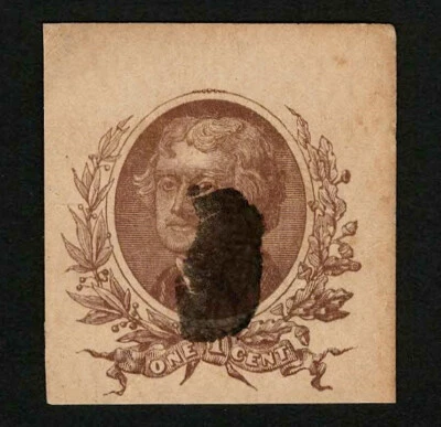 US 1885 #UX8 Brown 1c Jefferson Postal Card Cut Square Fancy Cancel Used - Image 1 of 3