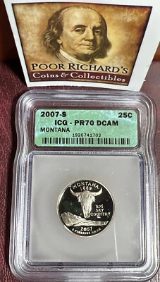 Perfect Coin! 2007S ICG Proof 70 DCAM Montana State Qtr CQ16 - Image 1 of 4