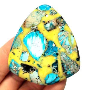 Blue Sea Sediment Jasper & Turquoise Freeform Shape Pendant Bead Necklace - Picture 1 of 2