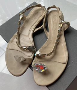 $2000 Alexander McQueen Swarovski Crystals Sandals Shoes 37 - US 8 - Picture 1 of 8