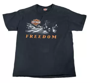 Vintage 90s Harley Davidson Freedom South Africa Flame Black Shirt Mens L - Picture 1 of 12