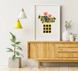 Fiori in vaso metà secolo stampa floreale arte da parete moderna, stampa retrò orla - Foto 1 di 2