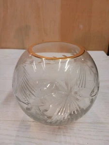 Vintage Clear Cut Crystal Bowl With Gold Trim 6" × 6" - Picture 1 of 5