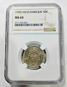1950 MS65 Mozambique 50 Centavos NGC KM 76 UNC Colonial Coin  - Picture 1 of 2