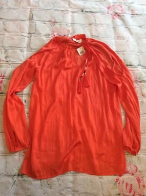 Motherhood Maternity Tie Cold Shoulder Blouse New Top Melon Orange Small - Image 1 of 4