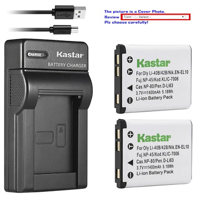 Kastar EN-EL10 Battery Charger for Nikon Coolpix S520 S570 S600 S700 S4000 S5100 - Image 1 of 4