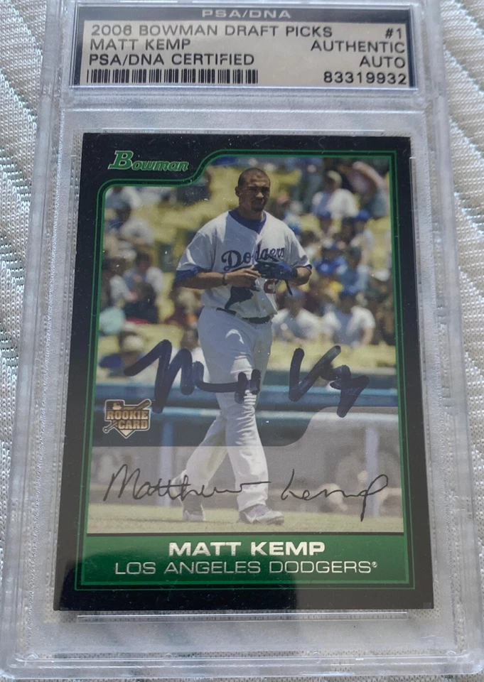Matt Kemp Signed 2006 Bowman Draft Picks Rookie Card RC Auto PSA - Image 1 of 2