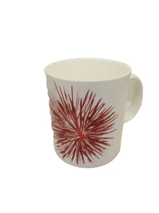 2014 Starbucks Coffee Mug 12 FL OZ White Cup With Red Star Burst Design - Picture 1 of 6