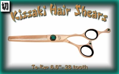 Tesoura de desbaste Kissaki Pro Hair To-Ken 28 dentes ouro rosa titânio - Imagem 1 de 3