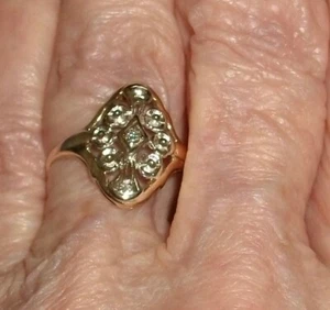 Elongated princess ring 10K yellow & white 3 dia. size 7.5@1960 - Picture 1 of 4
