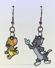 Black Tom & Jerry Cat & Mouse Drop Dangle Earrings!!