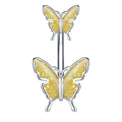 Piercing de umbigo de aço inoxidável anel borboleta 14G - Imagem 1 de 4