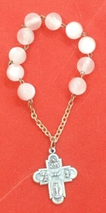 Weiße Perlen Dekade Rosenkranz Perlen, Made in Italy, gestempelt - Bild 1 von 2