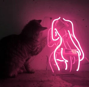 Lámpara de letrero de luz de neón de acrílico de 14" con poste trasero para niña dama desnudos vivos exhibición de dormitorio - Imagen 1 de 10