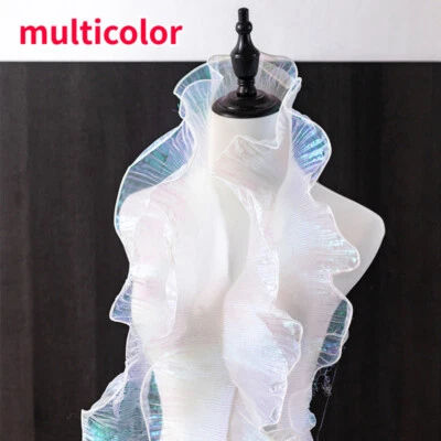 3 Yards Shiny Mesh Ruffles Pleated Trim Edging Organza Tulle Fabric Sewing Craft - Image 1 of 4