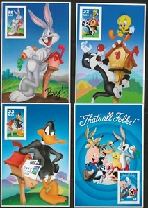 USA 1997-2001 - Looney Tunes Set of 4 Self Adhesives on Booklet Front Page - MNH - Picture 1 of 1
