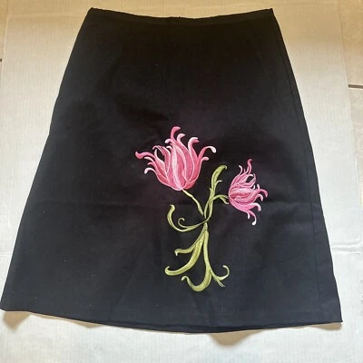 Beautiful Black With Pink Flowers Skirt Juniors Size 7 – Speechless - Image 1 of 4