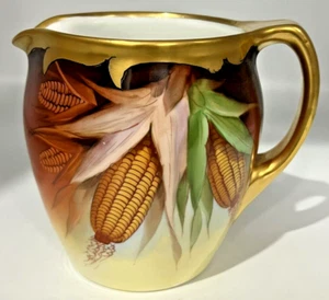 Antiker Julius H Brauer handbemalter Mais Herbst 6" Krug Kanne Porzellan China - Bild 1 von 13