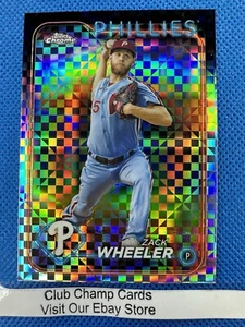 2024 #25 Zack Wheeler Topps Chrome Baseball X-Fractor Phillies - Foto 1 di 2