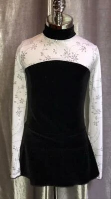 Black and White Figure Skating Ice Skating Competition Dress Test Dress - Image 1 of 3