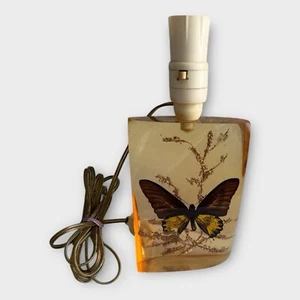 Vintage Butterfly Table Lamp Lucite Resin Perspex MCM 70s Base Floral Retro Work - Picture 1 of 11