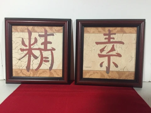 SET 2 FRAMED GLOBAL INSPIRATIONS PRINTS LIFE FORCE + PURENESS ASIAN SYMBOLS Cover