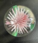 Vintage Pink Chrysanthemum Paper Weight Pink Very Detailed 2.5 Inch Round Glass