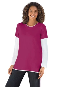 Woman Within Plus Size Layered-Look Crewneck Tee - Picture 1 of 24