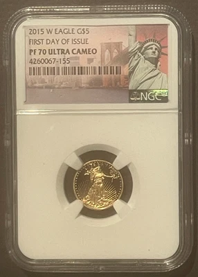 2015-W American Eagle $5 GOLD NGC PF70 DCAM PROOF Coin 1/10 Oz. FDOI : 10139 - Image 1 of 2