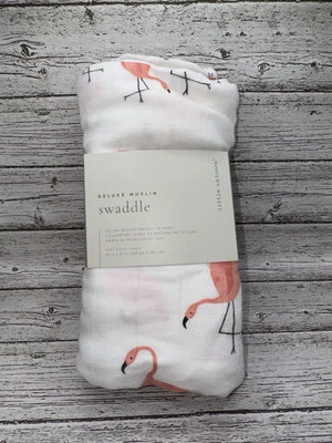 Pequeño Unicornio Algodón Orgánico Muselina Envoltura 47x47 Rosa Flamencos Foto 1 de 4