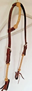 Western Leather Rawhide Single Ear Headstall Horse Tack bridle - Picture 1 of 6