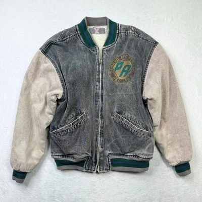 Chaqueta de mezclilla Alternative Clothing mediana parche PA chaqueta de bombardero forrada de sherpa de colección Foto 1 de 4