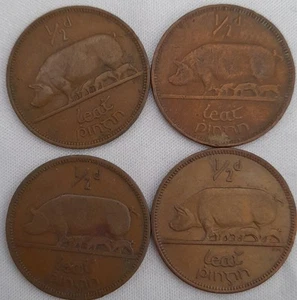 Ireland ½ Phingin 4 off coins 1940,1943,1953,1965 - Picture 1 of 6