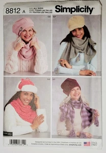 2018 Simplicity Pattern 8812 Misses' Cold Weather Accessories Hats  Uncut - Picture 1 of 4